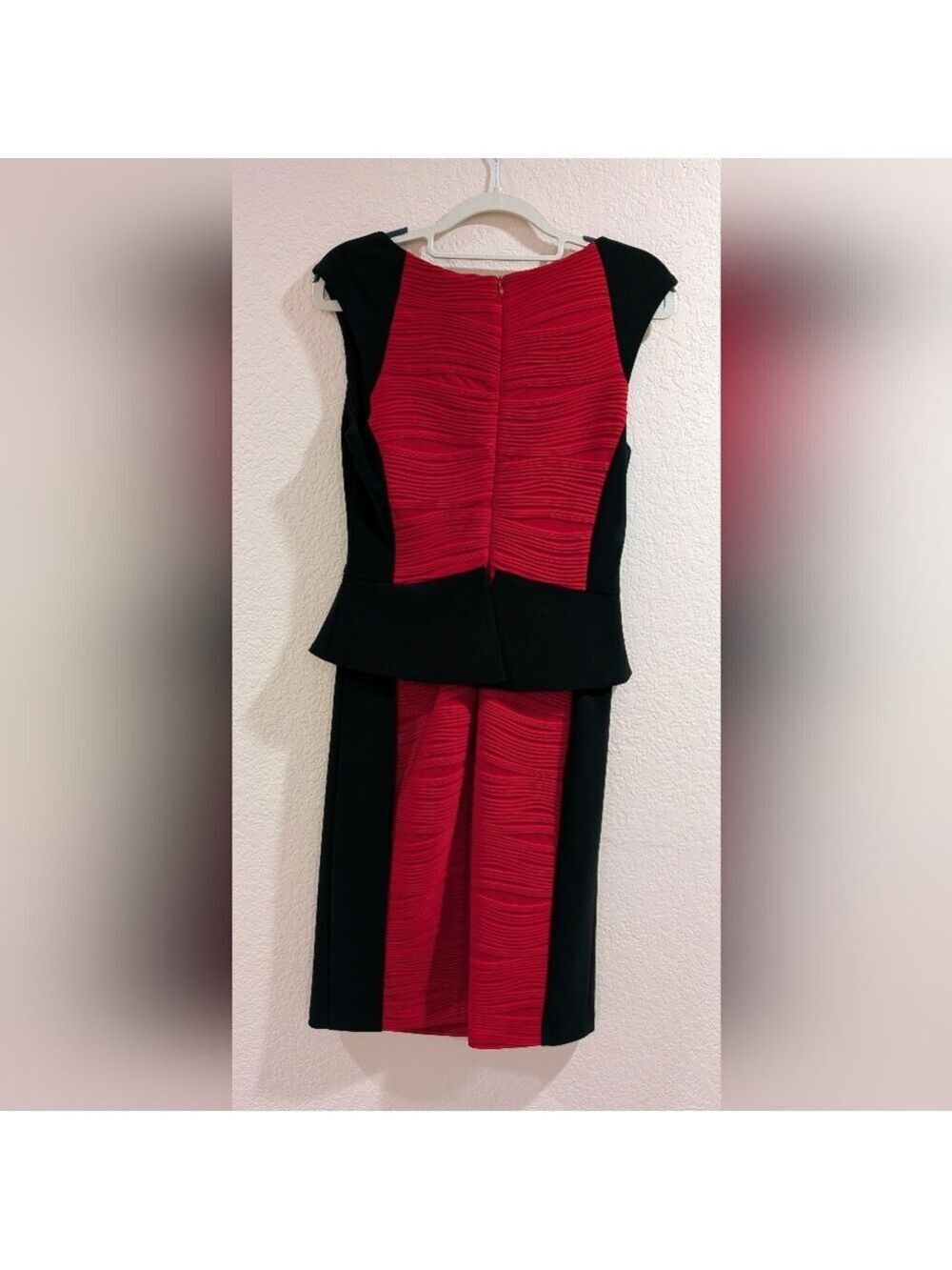 Joseph Ribkoff Red &Black Peplum Dress, Size 6, Fully Lined,Long Zipper,GUC - Picture 4 of 7